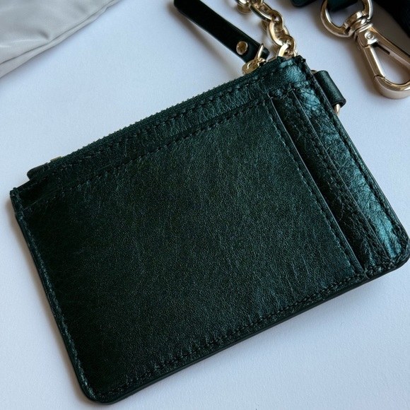 NWT MZ Wallace Emerald Leather Metro Scout Deluxe + leather metallic card case - Picture 6 of 10